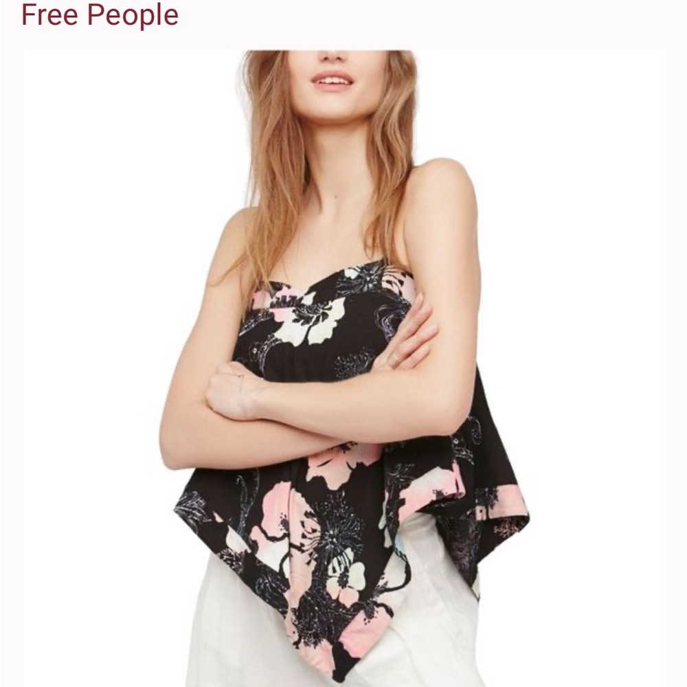 Free People Brand Asymmetrical Spaghetti Strap Tank Top